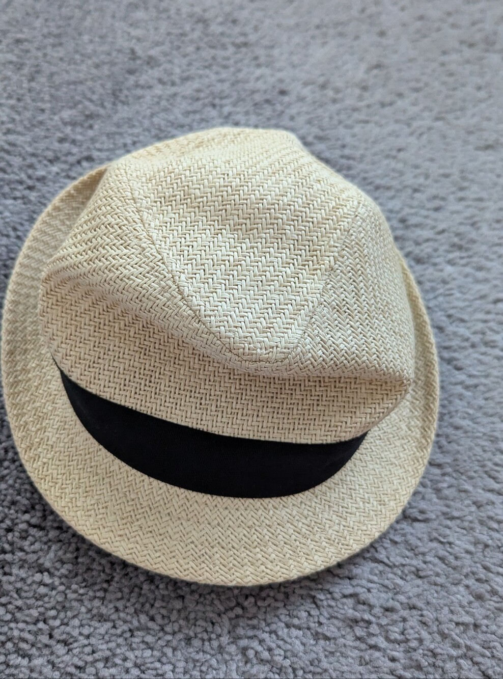 Kids Straw Fedora Hat with Black Band - Natural
